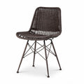 Woven dining chair with metal legs in brown 50 x 50 x 80cm
