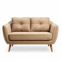 Two-seater sofa in beige fabric with wooden legs 150 x 80 x 75cm