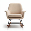 Rocking chair with fabric upholstery and wooden base in beige color
