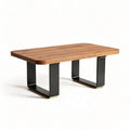 Wooden coffee table with black metal legs 120 x 60 x 45cm for living room