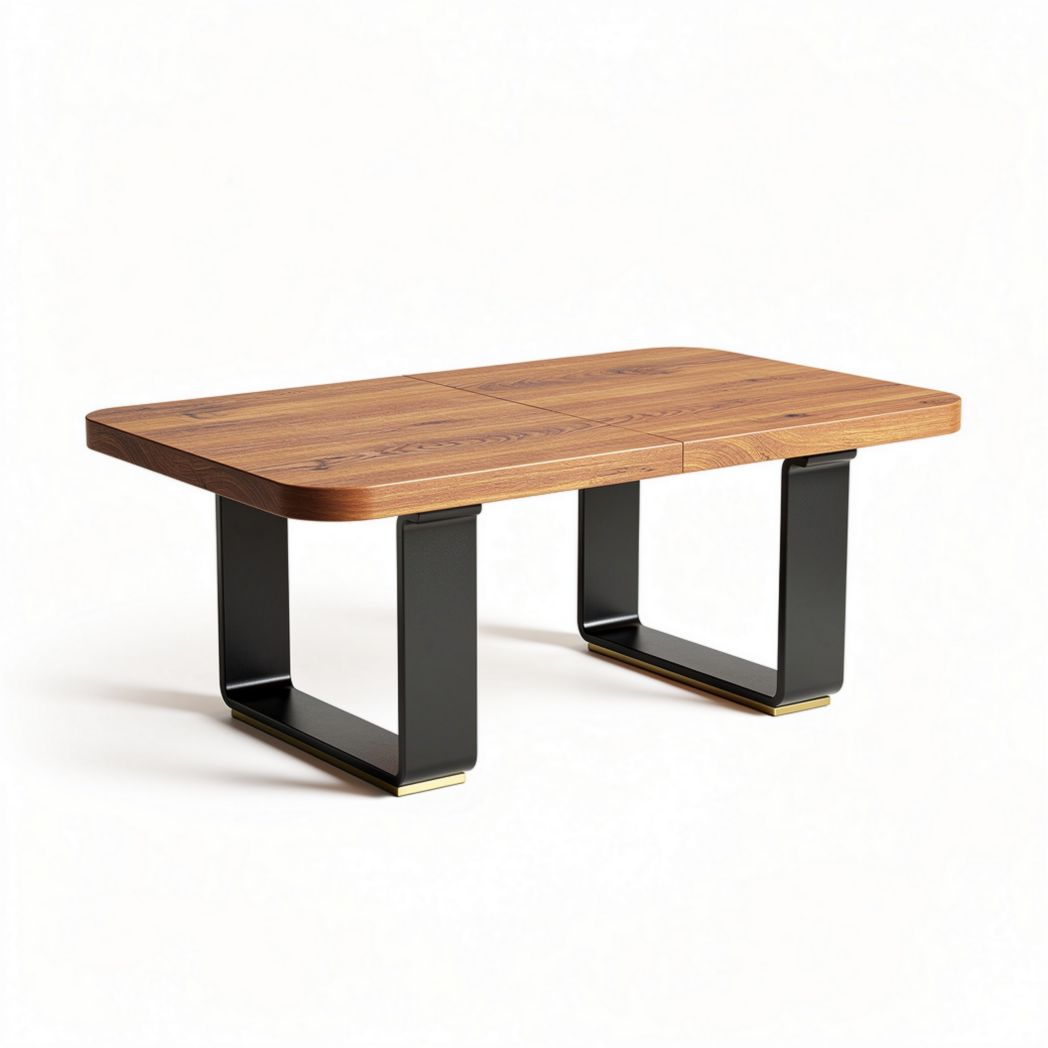 Wooden coffee table with black metal legs 120 x 60 x 45cm for living room