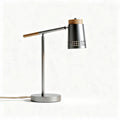 Metal and wood desk lamp with adjustable arm and perforated shade 40 x 20 x 60cm