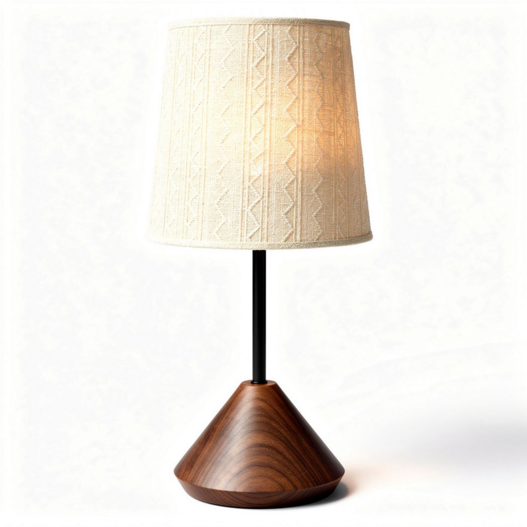 Wooden base table lamp with fabric shade 20 x 20 x 40cm ideal for home decor