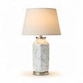 Marble table lamp with fabric shade and chrome base 30 x 20 x 50cm