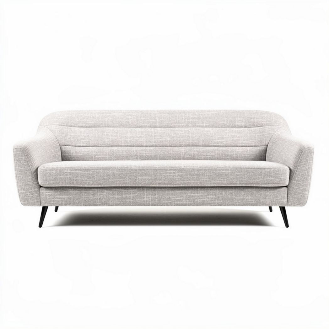 Fabric three-seater sofa in light gray color with modern design 200 x 90 x 85cm