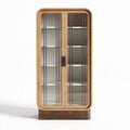 Wooden display cabinet with glass shelves and metal frame 90 x 45 x 180cm